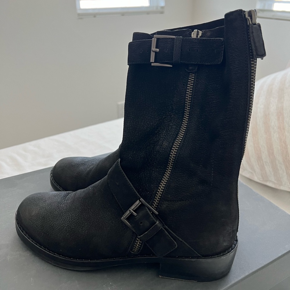 Black leather boots